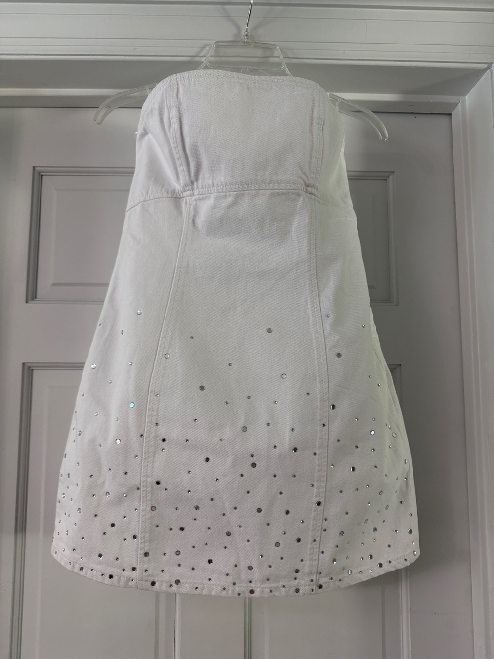 Zara White Mini Dress with Silver Studs